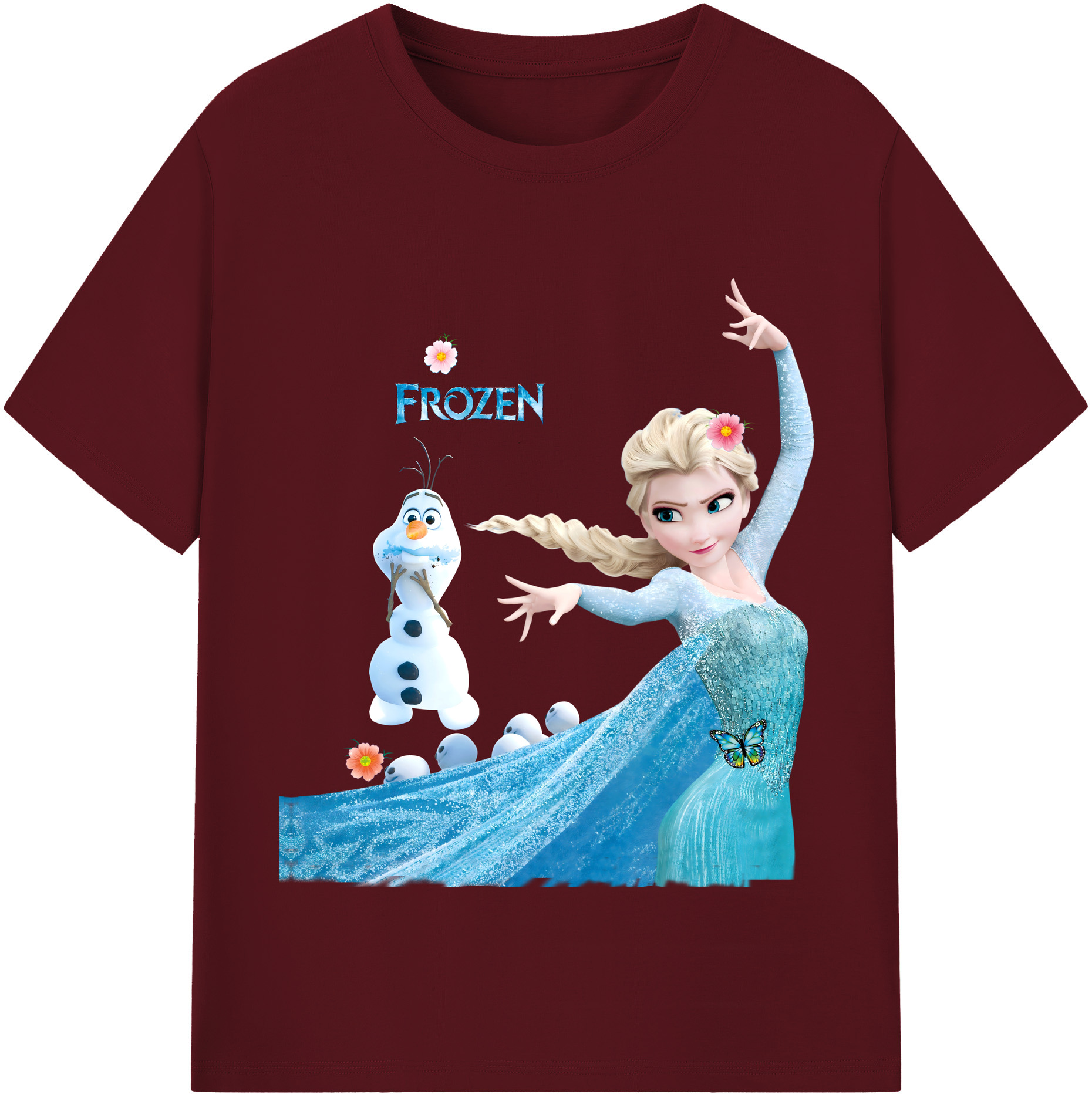 （画像用） アナと雪の女王 アンナ エルサ Frozen Anna Elsa 綿100％半袖Tシャツ（フロントプリント）